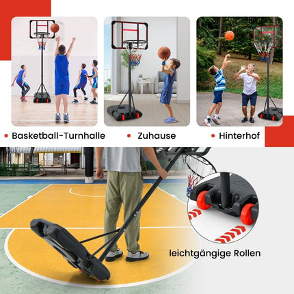 Outdoor Basketballkorb mit Ständer 155-210cm höhenverstellbar Basketballständer Schwarz