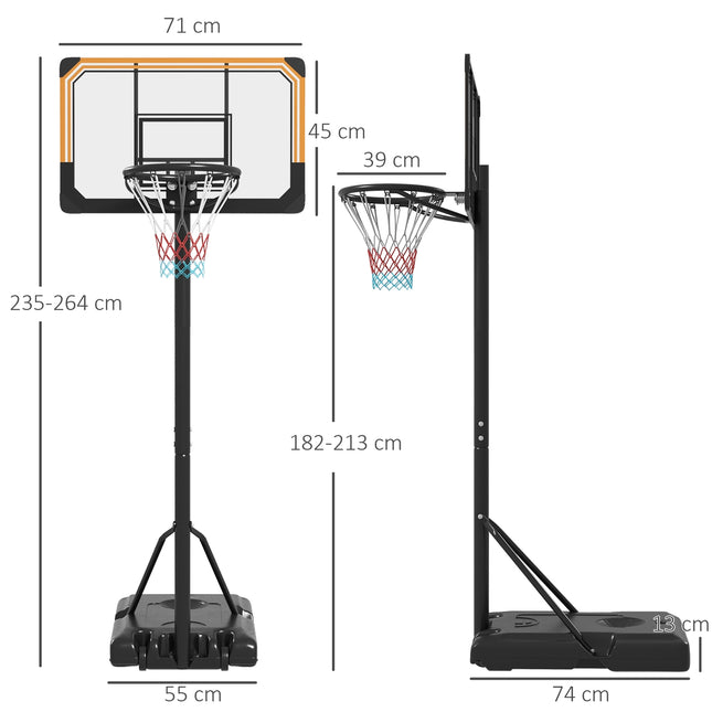 Verstellbarer Outdoor-Basketballkorb mit Rollen – 182-213 cm