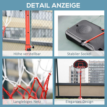 Verstellbarer Basketballkorb für draußen mit Rollen – 194–249 cm