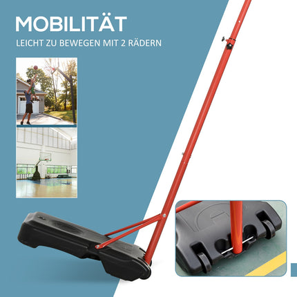 Verstellbarer Basketballkorb für draußen mit Rollen – 194–249 cm