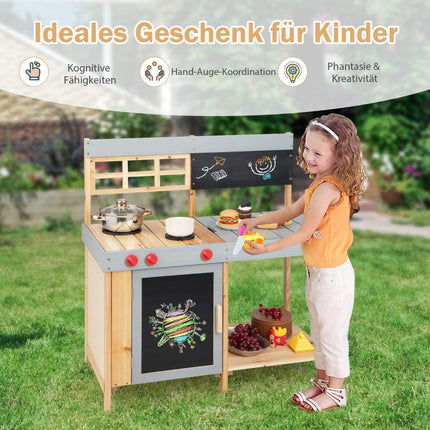 Outdoor Kinder Matschküche Set Holz Spielküche 89 x 45 x 90 cm Natur + Grau