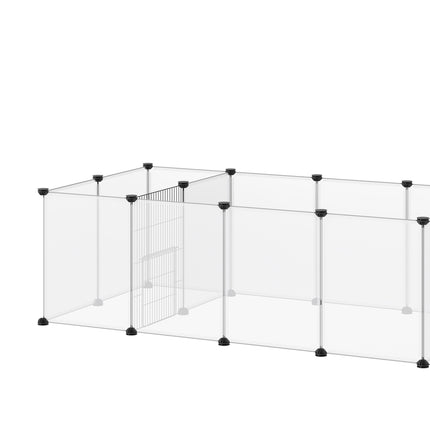 Enclos extérieur, enclos pour petits animaux à monter soi-même, enclos pour cochons d'Inde, enclos extensible pour petits animaux, avec 18 panneaux, acier, PP, blanc
