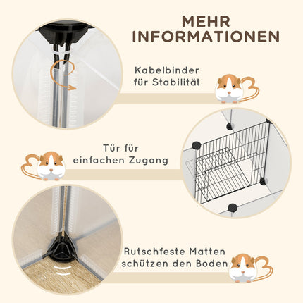 Enclos extérieur, enclos pour petits animaux à monter soi-même, enclos pour cochons d'Inde, enclos extensible pour petits animaux, avec 18 panneaux, acier, PP, blanc