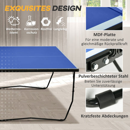 Klappbarer Outdoor-Tischtennistisch mit Netz und Rollen
