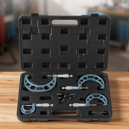 Outside Micrometer Set, 4-Piece 0–4 in, Hard Case