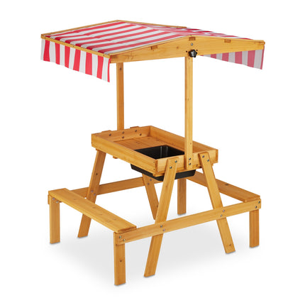 Spieltisch für draußen mit Sonnenschutz