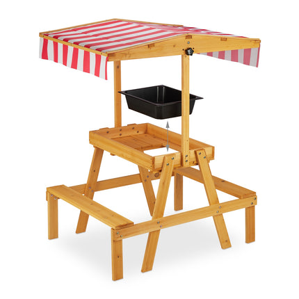 Spieltisch für draußen mit Sonnenschutz