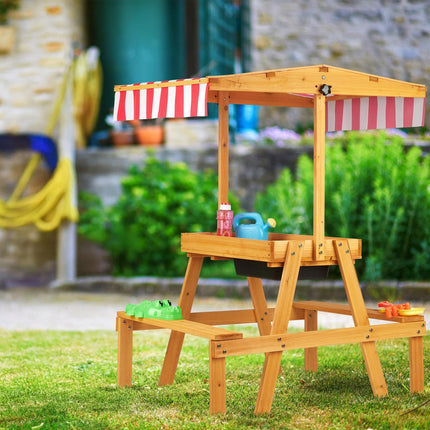 Spieltisch für draußen mit Sonnenschutz