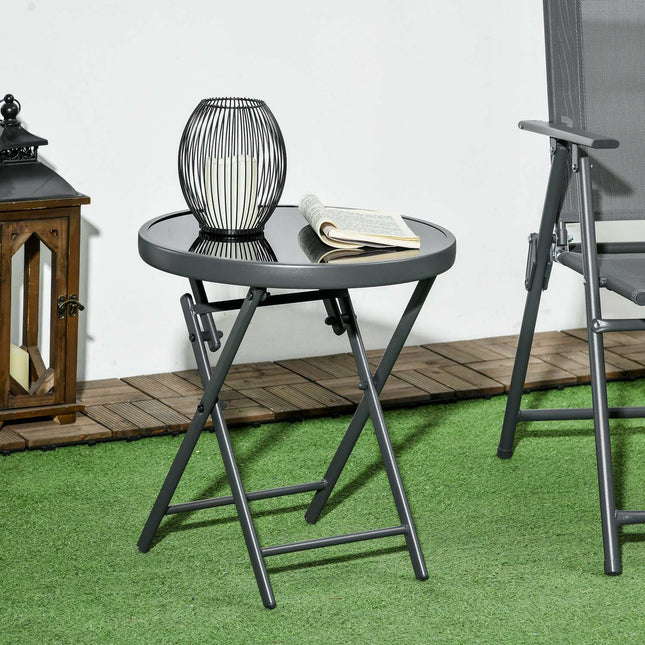Schwarzer Klapp-Glastisch – Kompakt für Balkon & Wohnzimmer