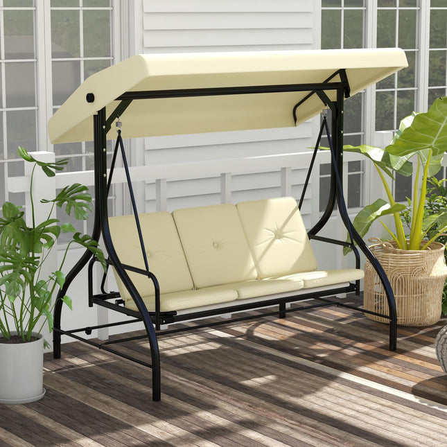 2-in-1 Gartenliegeschaukel, 3-Sitzer, verstellbares Sonnendach