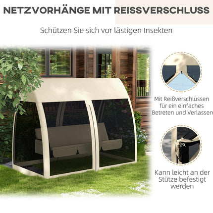 2-in-1 Gartenliegeschaukel mit Dach und Moskitonetz