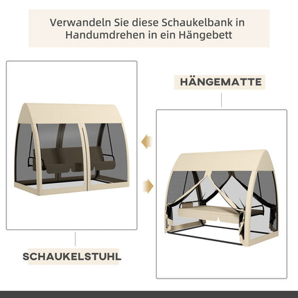2-in-1 Gartenliegeschaukel mit Dach und Moskitonetz