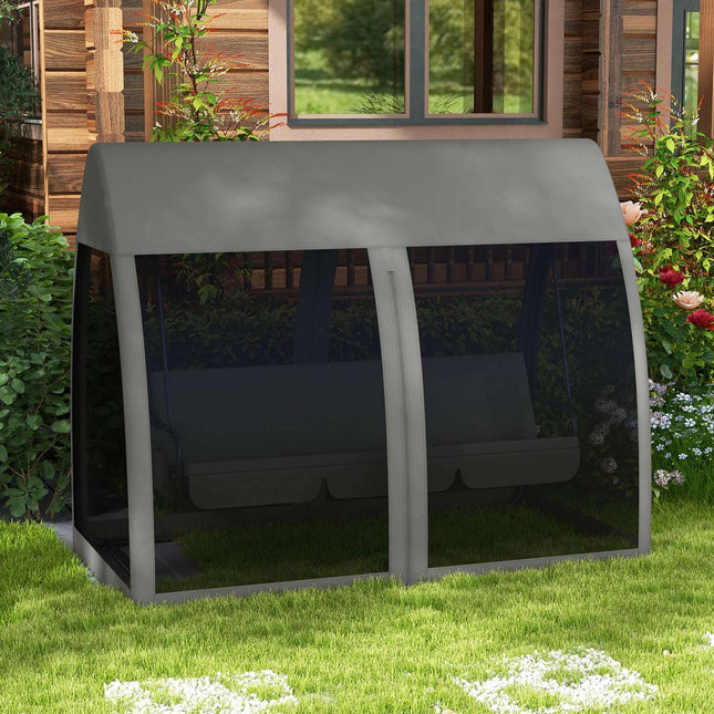 2-in-1 Garten-Hollywoodschaukel grau, Liegefunktion, 3-Sitzer mit Sonnendach