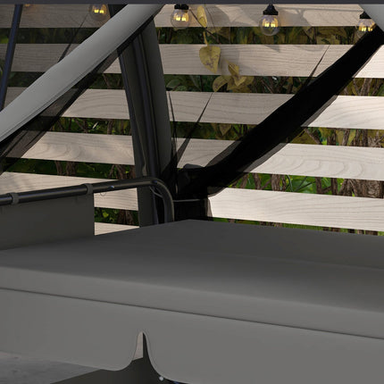 2-in-1 Gray Garden swing bench, reclining 3-seater with canopy