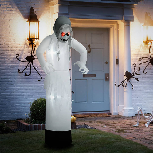 Aufblasbare weiße Hexe Halloween-Deko mit LED-Beleuchtung