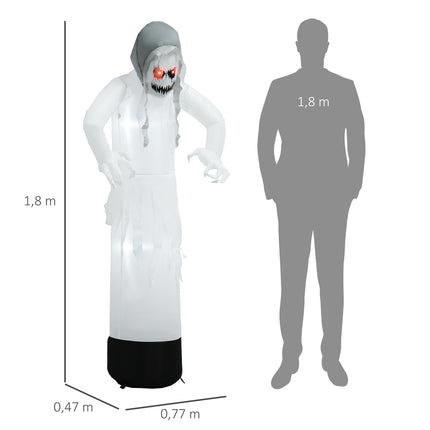 Aufblasbare weiße Hexe Halloween-Deko mit LED-Beleuchtung