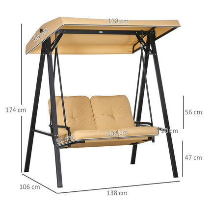3-Sitzer Hollywoodschaukel mit verstellbarem Sonnendach, beige