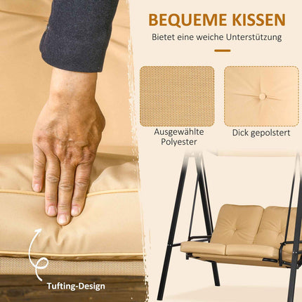 3-Sitzer Hollywoodschaukel mit verstellbarem Sonnendach, beige