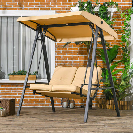 3-Sitzer Hollywoodschaukel mit verstellbarem Sonnendach, beige