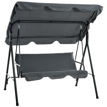3-seat garden swing with cushion, adjustable canopy