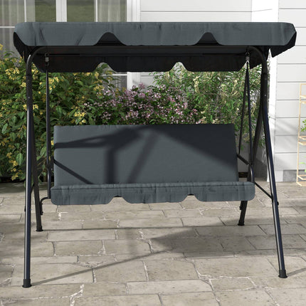 3-seat garden swing with cushion, adjustable canopy
