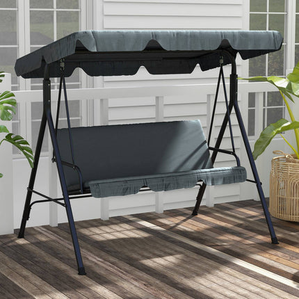 3-seat garden swing with cushion, adjustable canopy