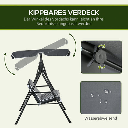 3-Sitzer Hollywoodschaukel mit Kissen und verstellbarem Sonnendach