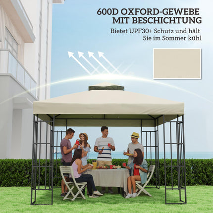 Pavillon-Dachersatz 3x3m, Wasserabweisend, Cremeweiß