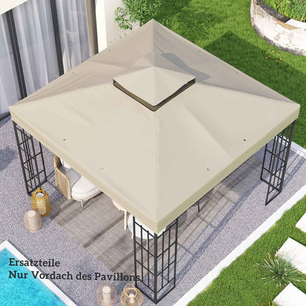 Pavillon-Dachersatz 3x3m, Wasserabweisend, Cremeweiß