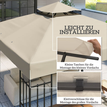 Pavillon-Dachersatz 3x3m, Wasserabweisend, Cremeweiß