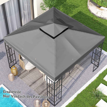 Waterproof 3x3m Gazebo Roof Replacement - Oxford Fabric, Dark Grey