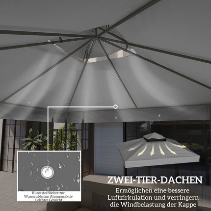 Waterproof 3x3m Gazebo Roof Replacement - Oxford Fabric, Dark Grey