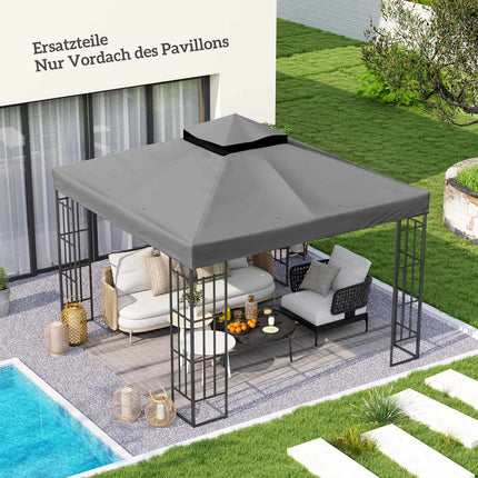Waterproof 3x3m Gazebo Roof Replacement - Oxford Fabric, Dark Grey