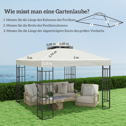Pavillon Ersatzdach, 3x3m Oxford-Gewebe, wasserdicht