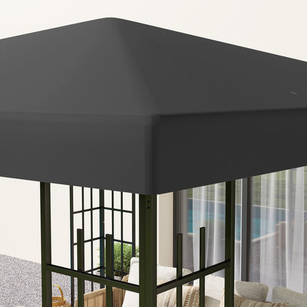 Outsuuny Vervangingsdak voor Tuinpaviljoen 3x3m Waterdichte Tuinpaviljoen Vervangingsafdekking voor Tuinpaviljoen Oxford Stof Vervangende Onderdelen 370gsm Donkergrijs