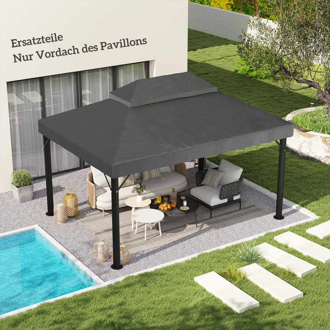 Wasserdichte Pavillon-Dachplane 3x4m, dunkelgrau