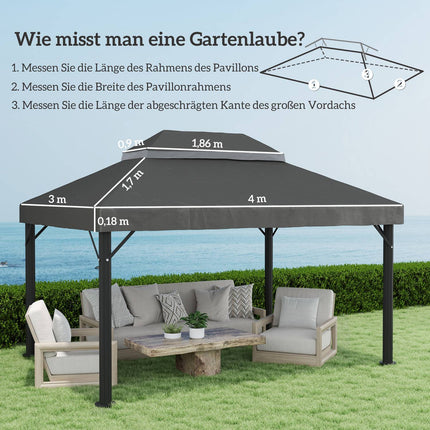 Wasserdichte Pavillon-Dachplane 3x4m, dunkelgrau