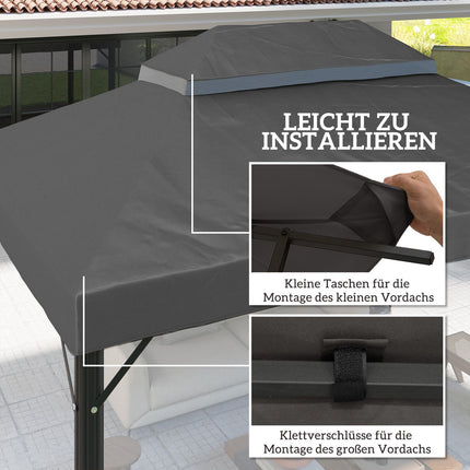 Wasserdichte Pavillon-Dachplane 3x4m, dunkelgrau