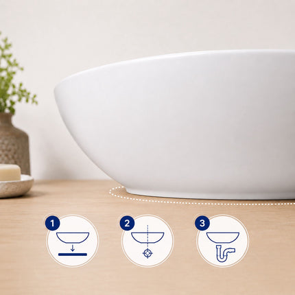 Oval Ceramic Countertop Washbasin, 41 x 34 cm, White