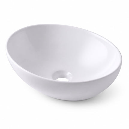 Oval Ceramic Countertop Washbasin, 41 x 34 cm, White