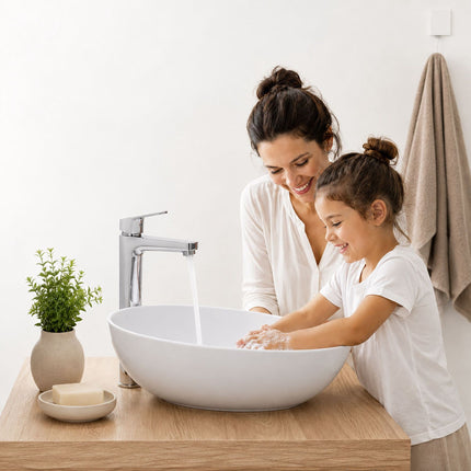 Oval Ceramic Countertop Washbasin, 41 x 34 cm, White