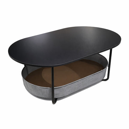 Oval Coffee Table with Storage Basket