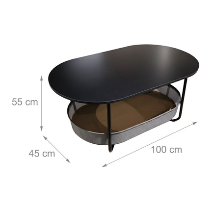 Oval Coffee Table with Storage Basket