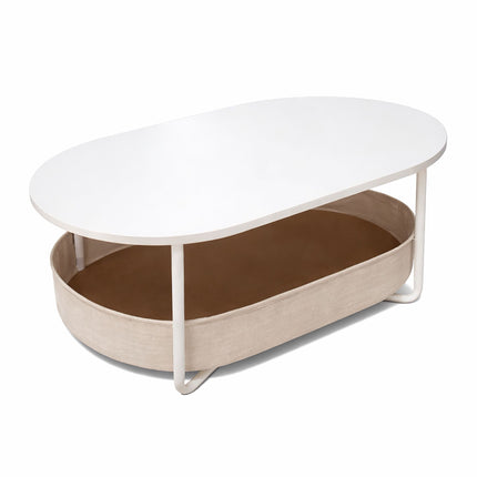Oval Coffee Table with Storage Basket