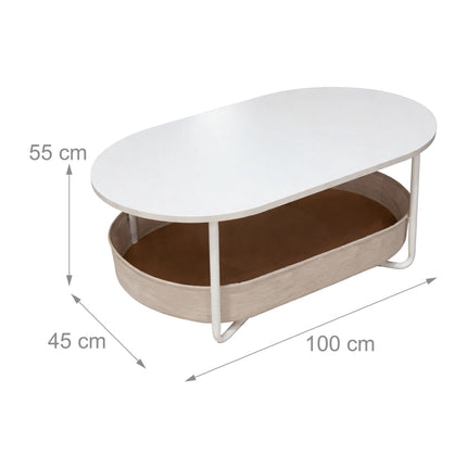 Oval Coffee Table with Storage Basket
