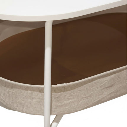 Oval Coffee Table with Storage Basket
