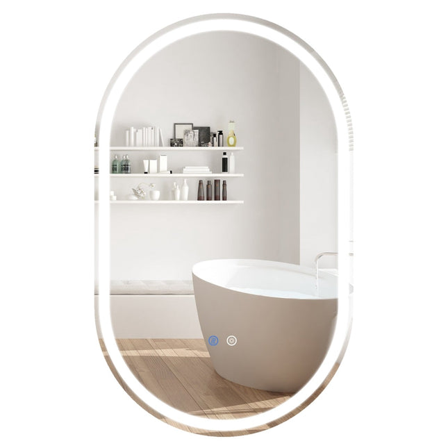 Oval LED Bathroom Mirror, 90x55 cm, Anti-Fog, Dimmable