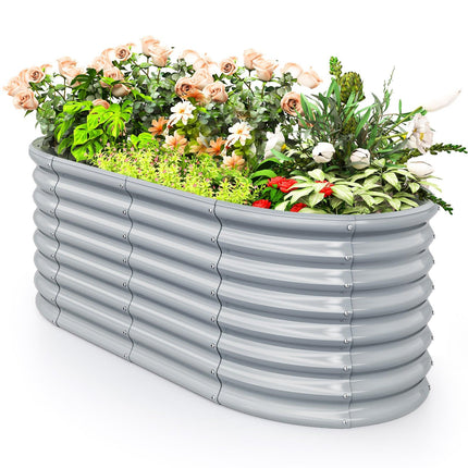 Oval Metal Raised Garden Bed, Open Base, 165x80x60 cm