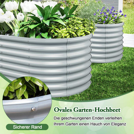 Oval Metal Raised Garden Bed, Open Base, 165x80x60 cm