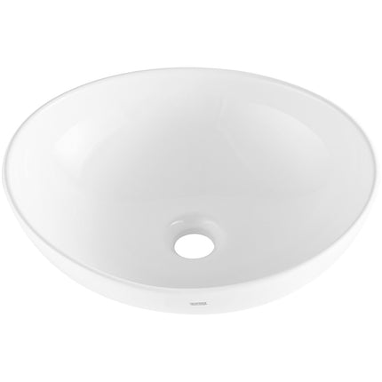 Oval Vessel Sink 16 x 13.4 in, White Ceramic, Above Counter